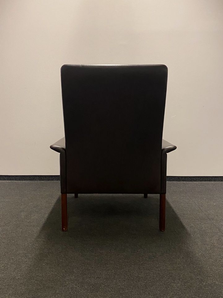 1960s Danish leather lounge chair by Hans Olsen