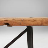 Industrial Bar/Bistro Table with Cast Iron Legs and Wooden Top, Belgium 192