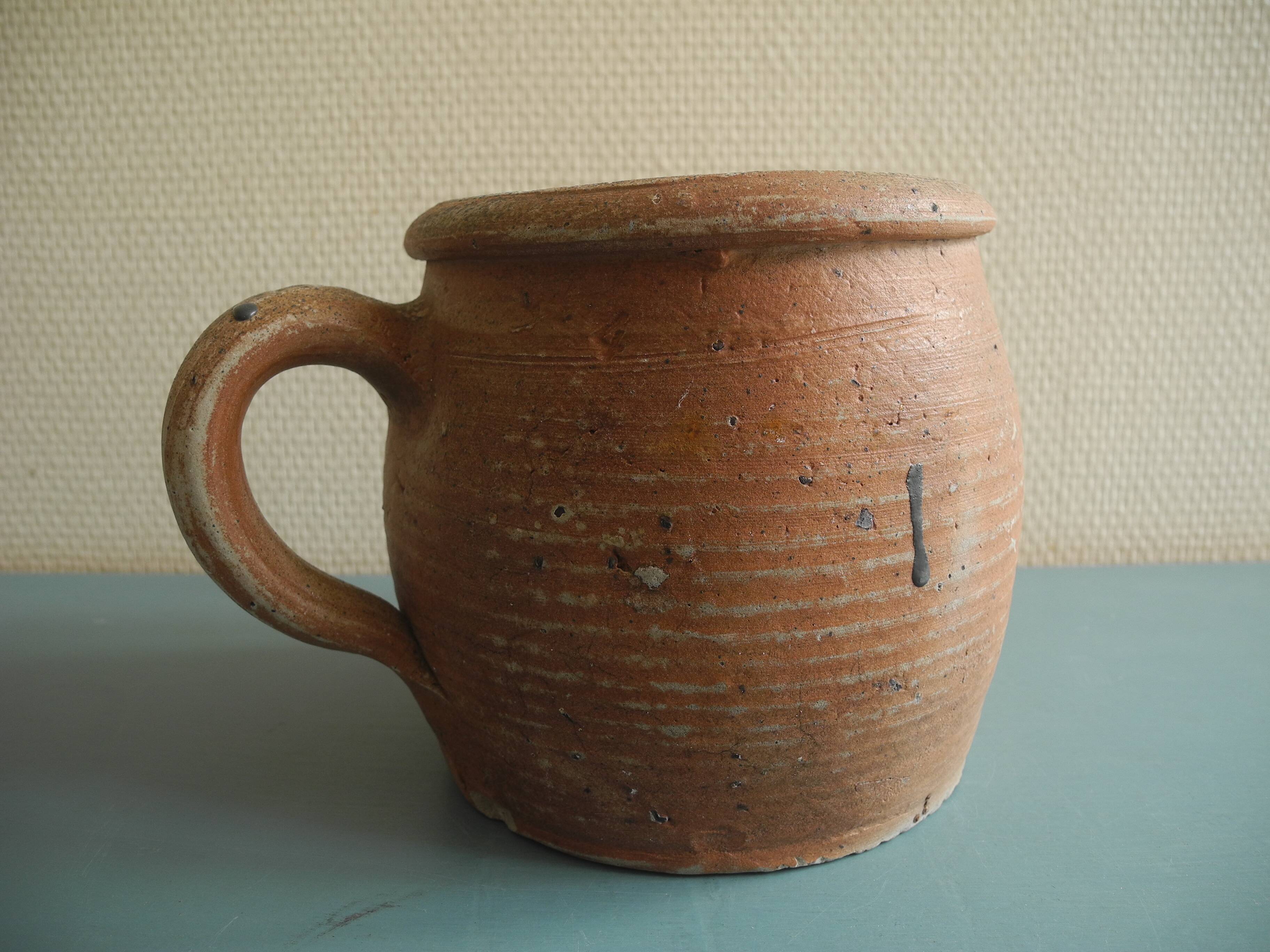 old glazed stoneware pot rustic decor