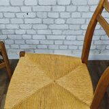 3 vintage wooden and rope chairs 1960