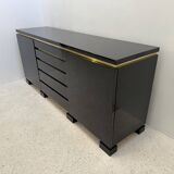 Buffet laqué noir et laiton, 1970s