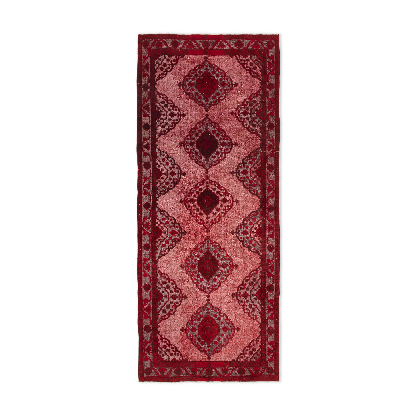 Handmade contemporary oriental 1980s 151 cm x 370 cm red rug