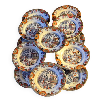 12 Assiettes modèle " Canton" B et F