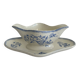 Antique sauce boat in earthenware – Grigny – blue floral decoration