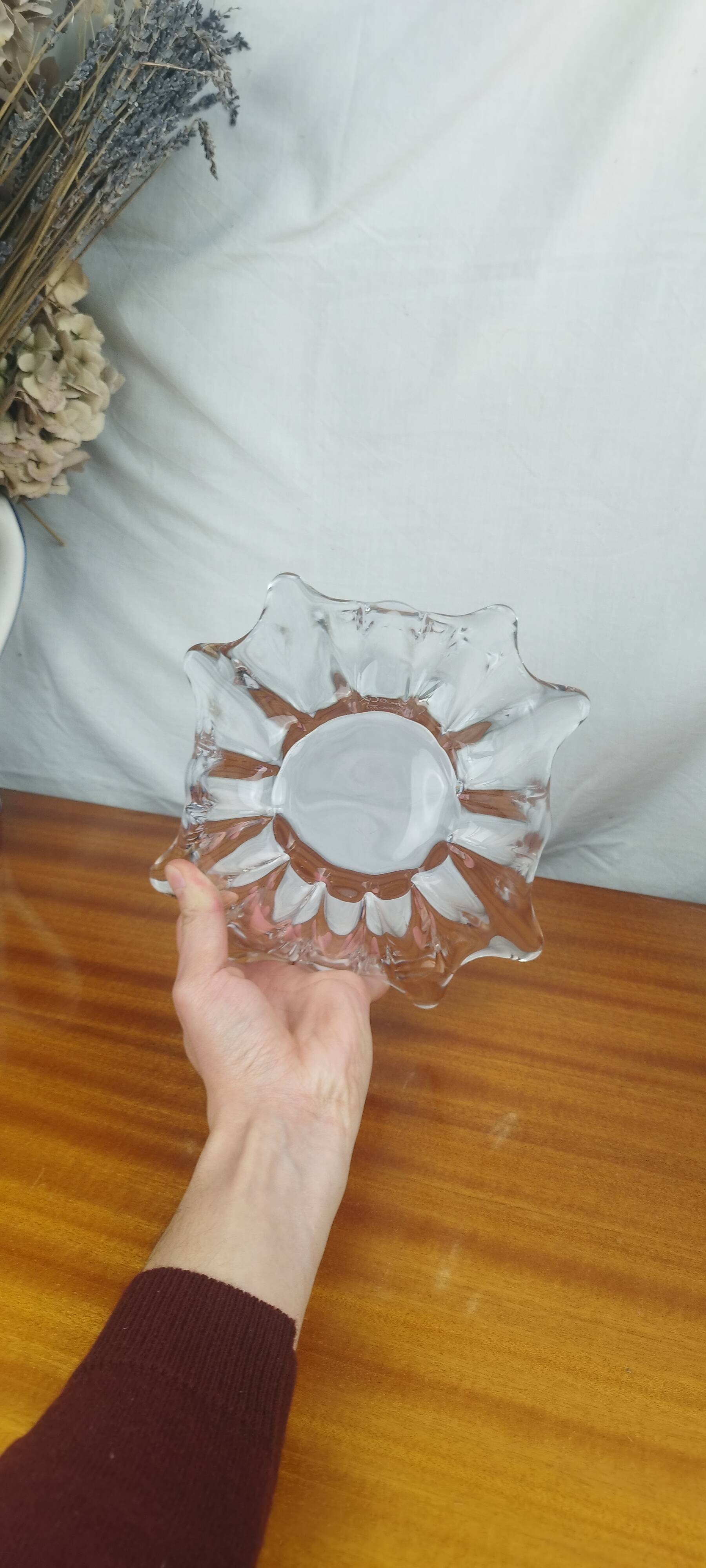 Daum France Crystal Starfish Fruit Bowl, Vintage 70s