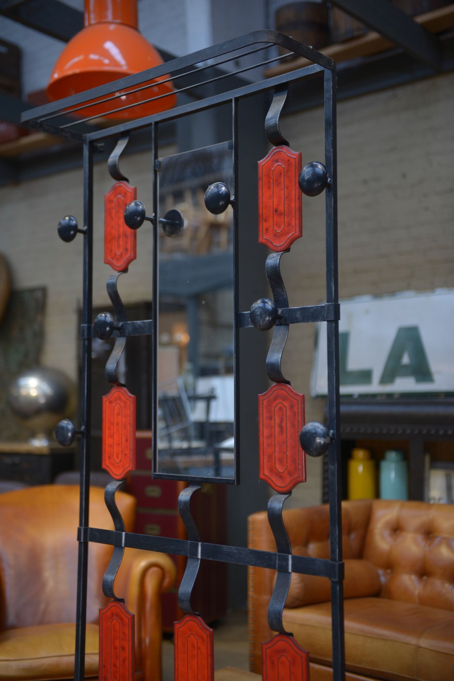 Vintage coat rack in ceramic and metal 1960