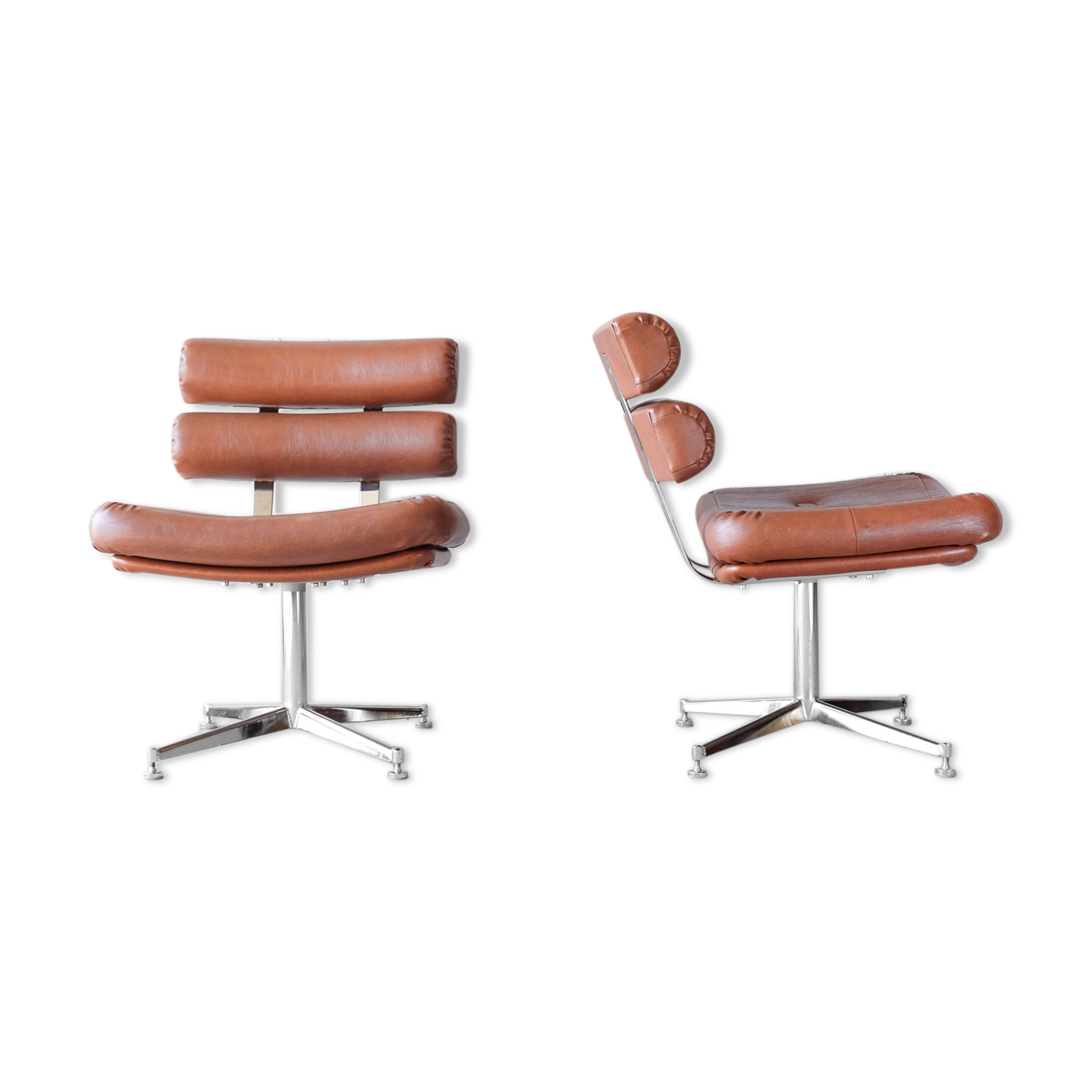 Pair of chairs - 1970 - Cognac