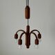 Suspended Sputnik counterweight lamp with 5 arms in teak by Domus, 1970s, Italy.