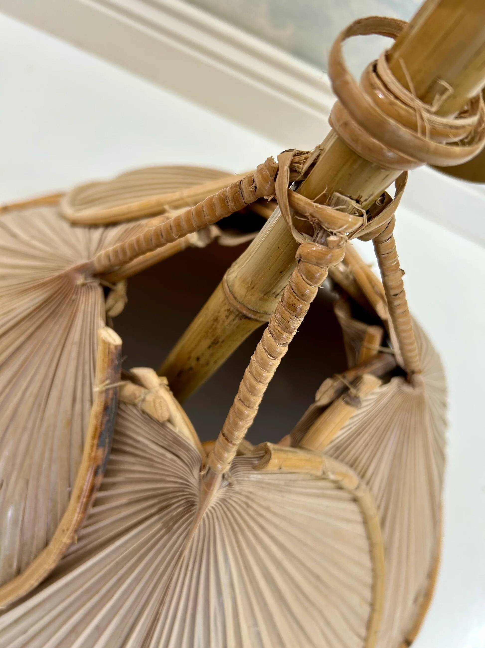 Mid-century modern Uchiwa style bamboo suspension