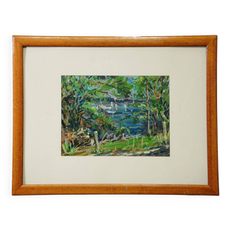 Oil painting by Alexander Michael - Chiemsee near Mittendorf 1990