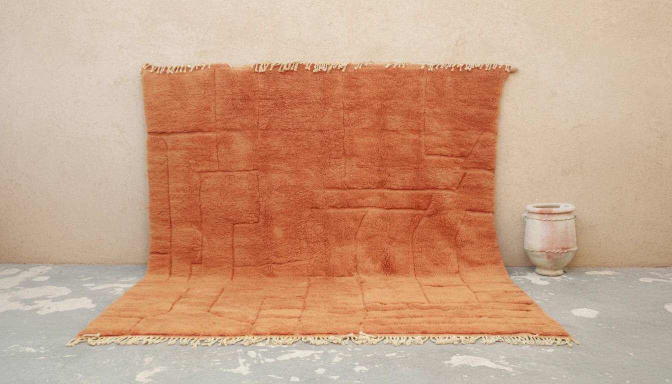 Large Mrirt rug 330×310 cm – Luxury Berber rug in terracotta wool, GO-969