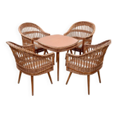 Salon de jardin en osier vintage 70