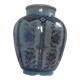Decorative vase in blue glazed ceramic with floral decoration and arabesques, circa 1930