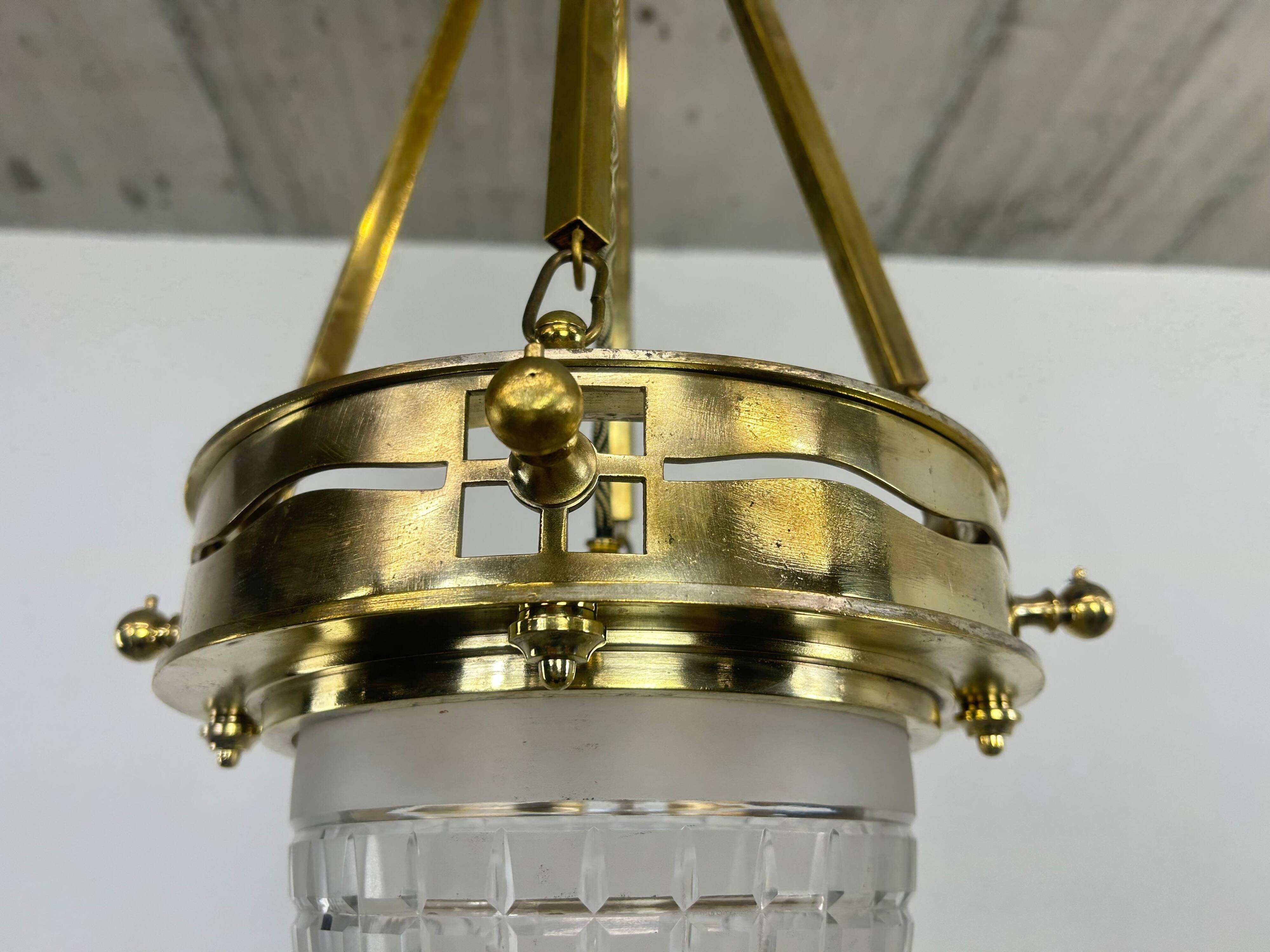 Viennese Secession Suspension in Brass attributed to Kolo Moser & Jutta Sika