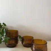 Mid Century amber-coloured bowls Arcoroc Sierra