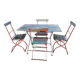 Table and 4 Bistro Guinguette chairs, antique circa 1900.