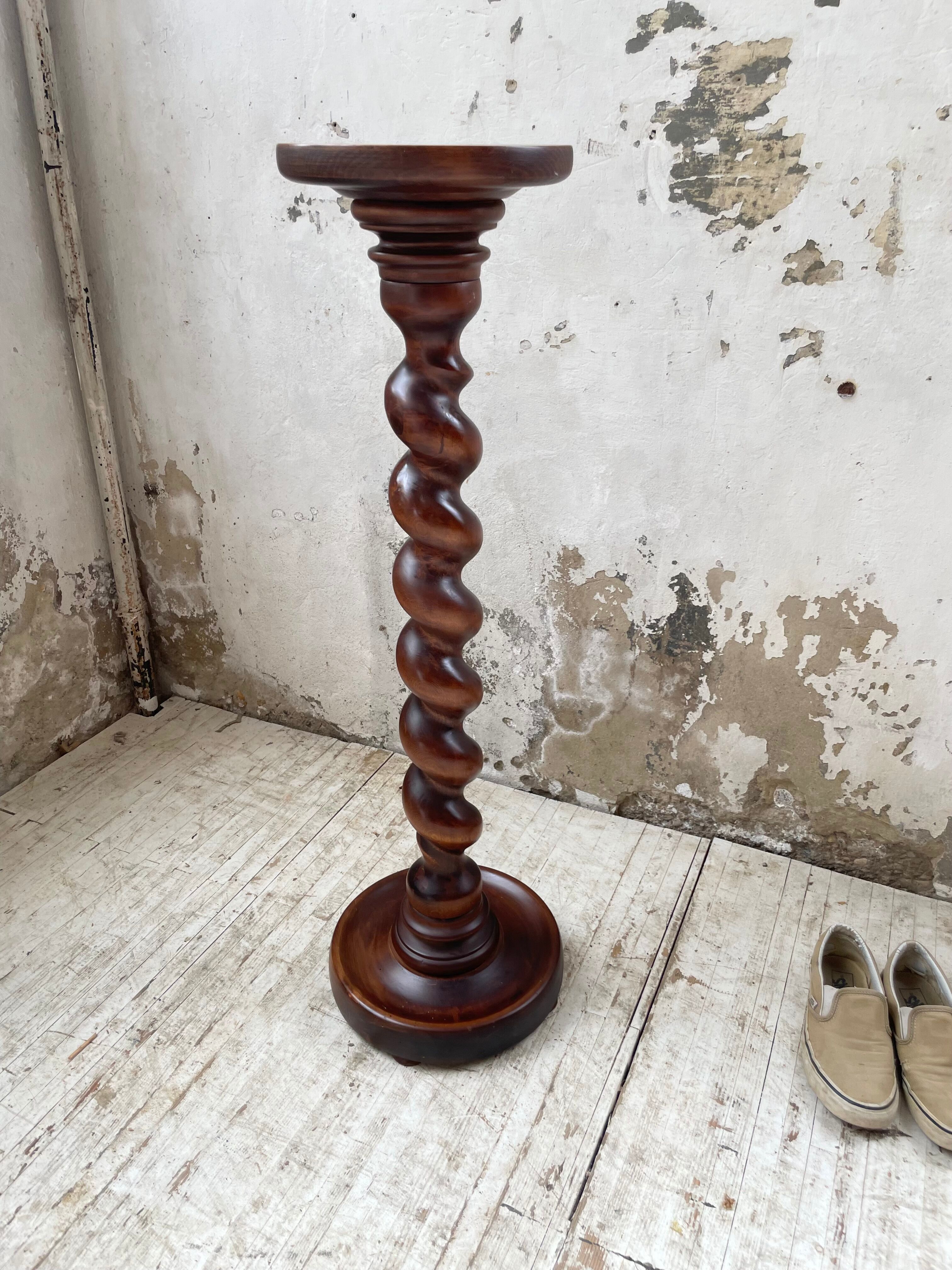 Side table walnut base turned wood