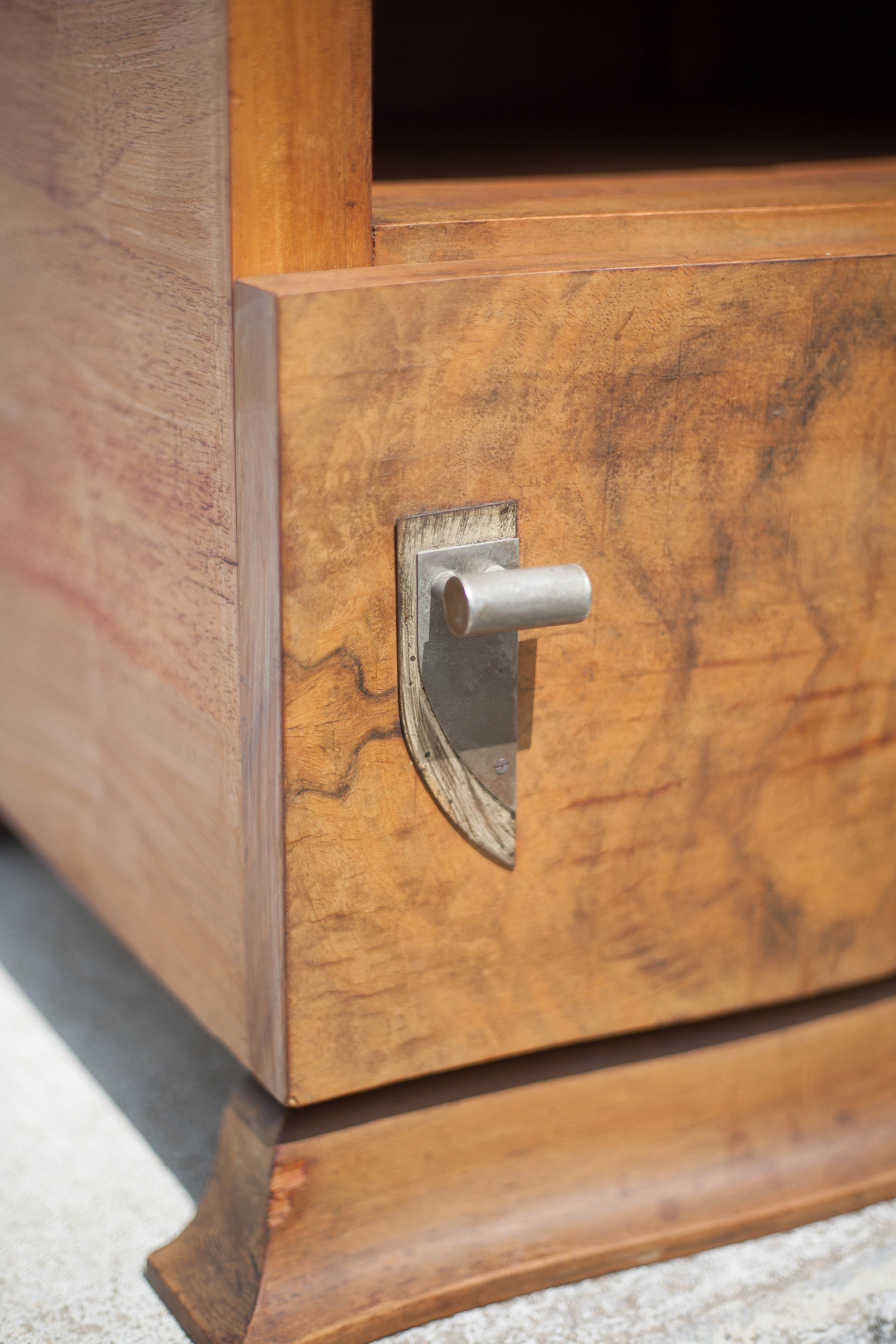 art deco bedside table, art deco nightstand wood and black marble, side table, sofa end