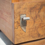 art deco bedside table, art deco nightstand wood and black marble, side table, sofa end