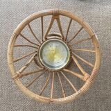 Bamboo and rattan umbrella stand with metal drip tray in the style of Franco Albini, Italy, 1960s