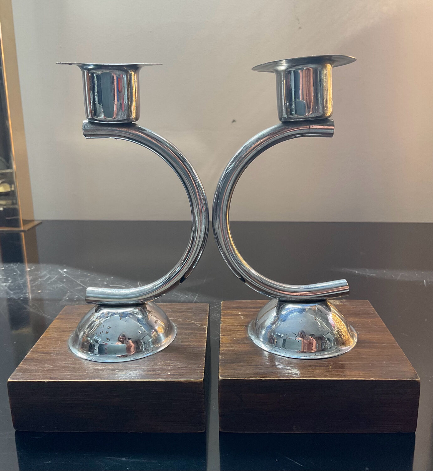 Pair of Art Deco candle holders