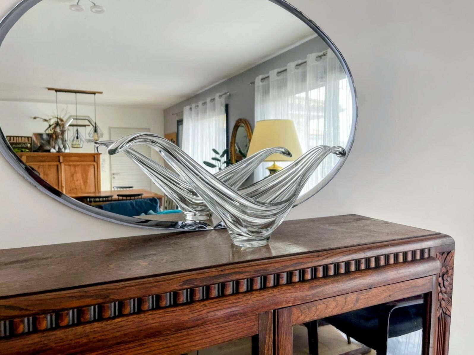 Large glass bowl Pompeii – Illuminated sculpture with free lines