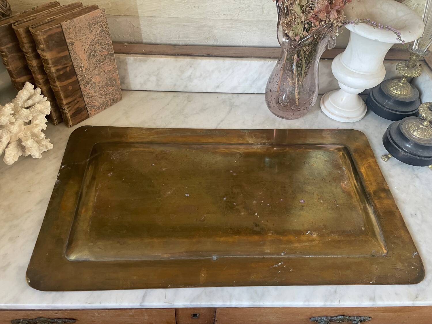 Plateau en laiton vintage