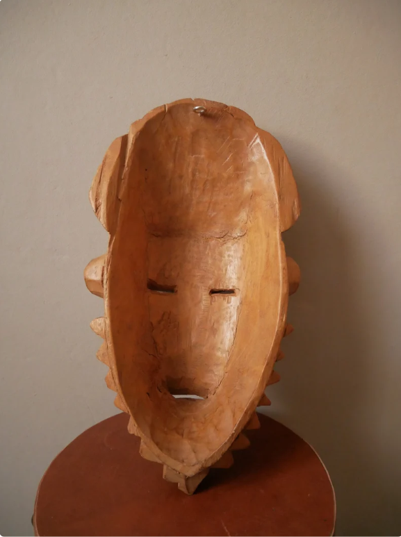 Carved wooden mask African art tribal ethnic decoration