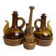 Vintage oil and vinegar server, Biot, olive wood, 20th century.