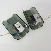 Pair of Italian wall lights in transparent blue-grey glass from the 70s
