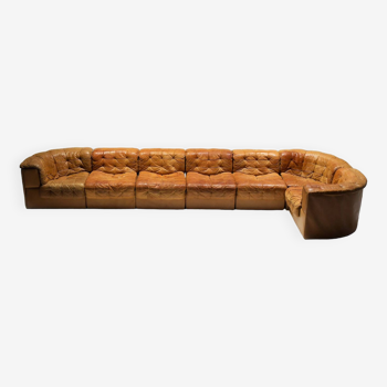 Canapé modulaire DS 11 vintage en cuir cognac/orange by De Sede Swiss