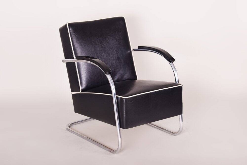 Bauhaus Armchair in Chrome and Leather from Mücke Melder, 1930s