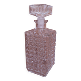 Vintage cut glass whisky decanter with diamond point design, 1960s.