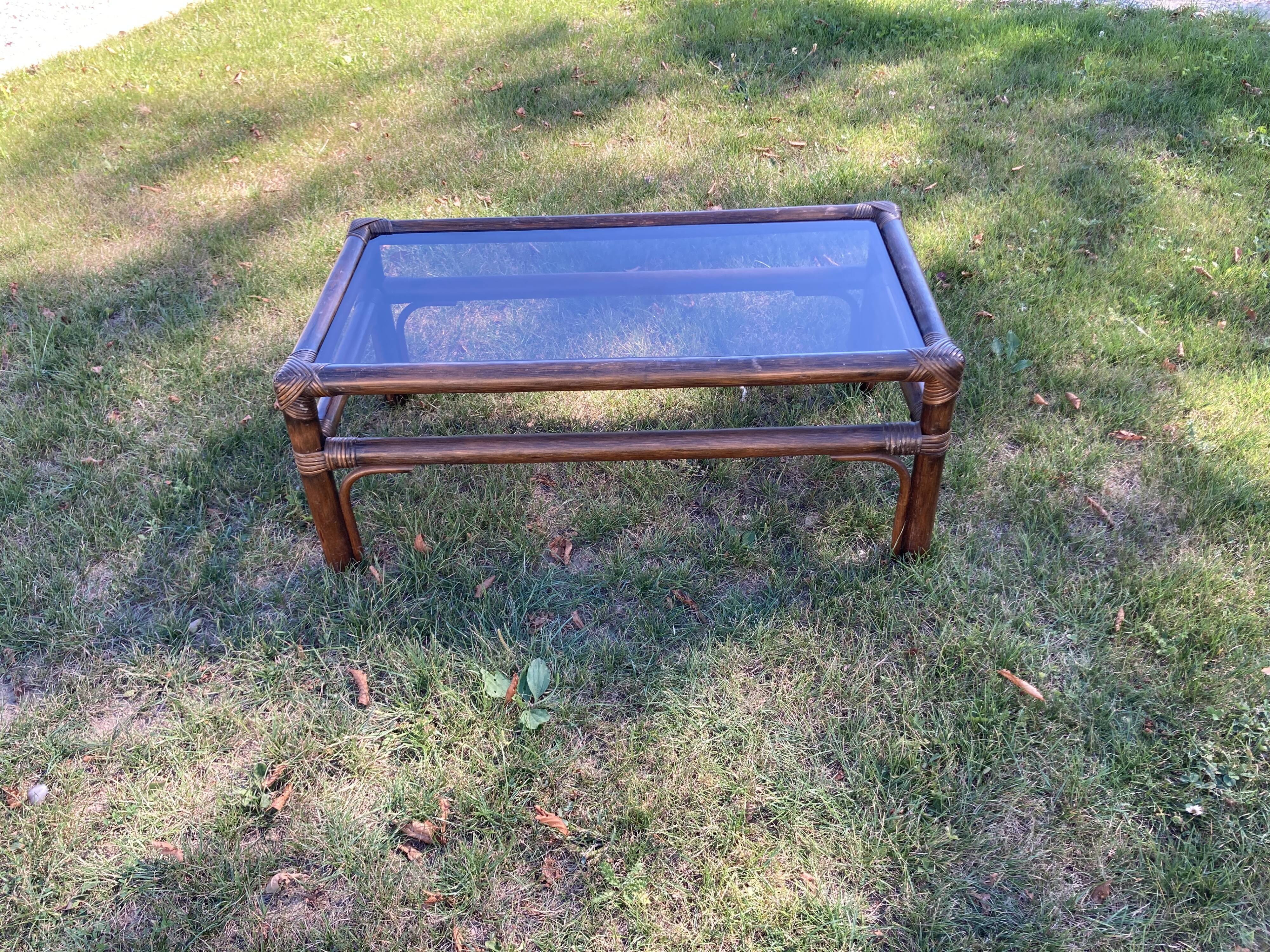 Rattan and bamboo coffee table