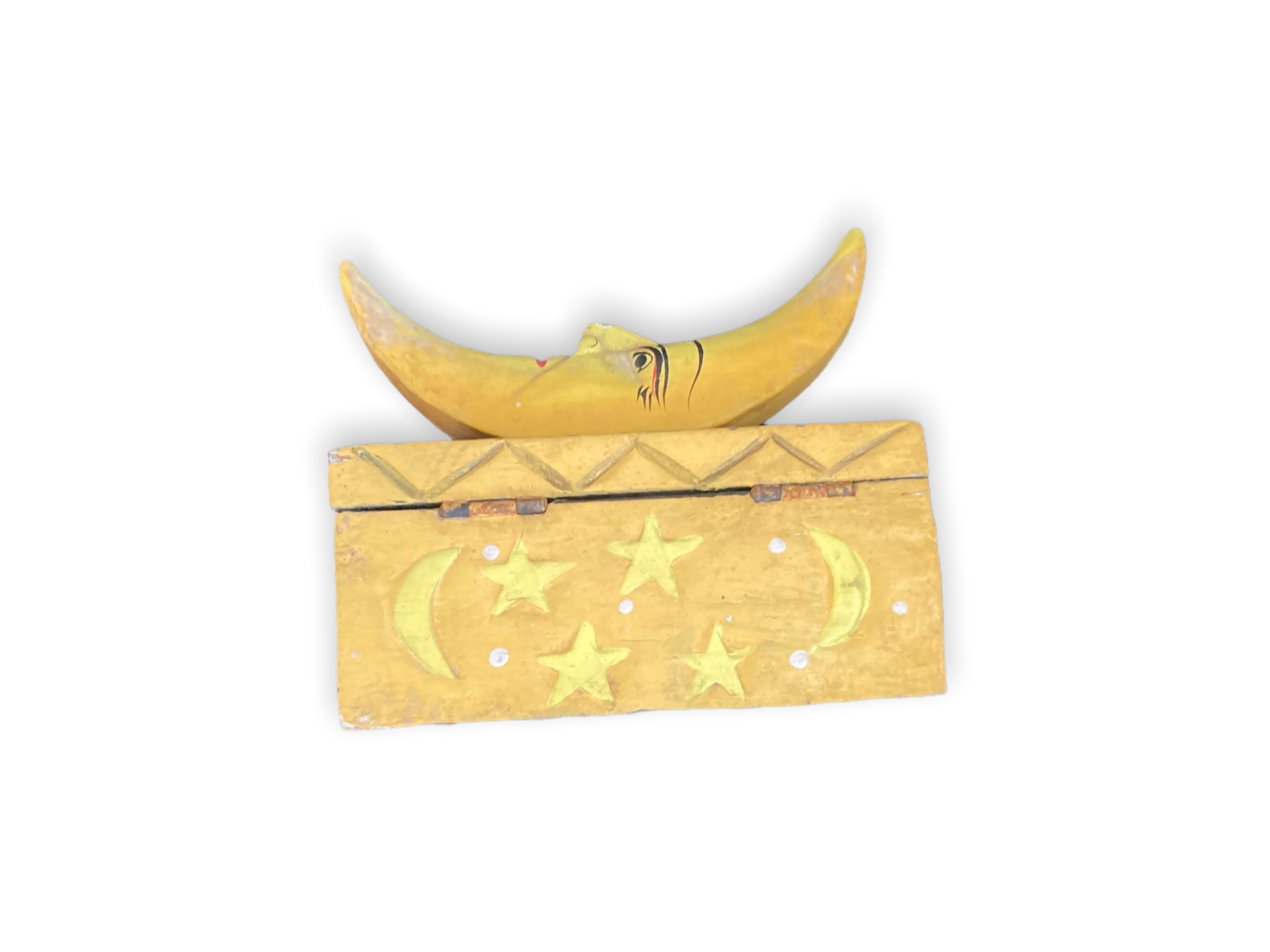 Moon-shaped wooden tarot box