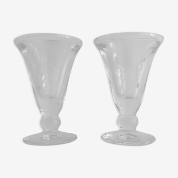 Paire de verres bistrot en verre pressé moulé