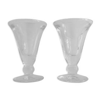 Pair of bistro glasses in molded pressed glass