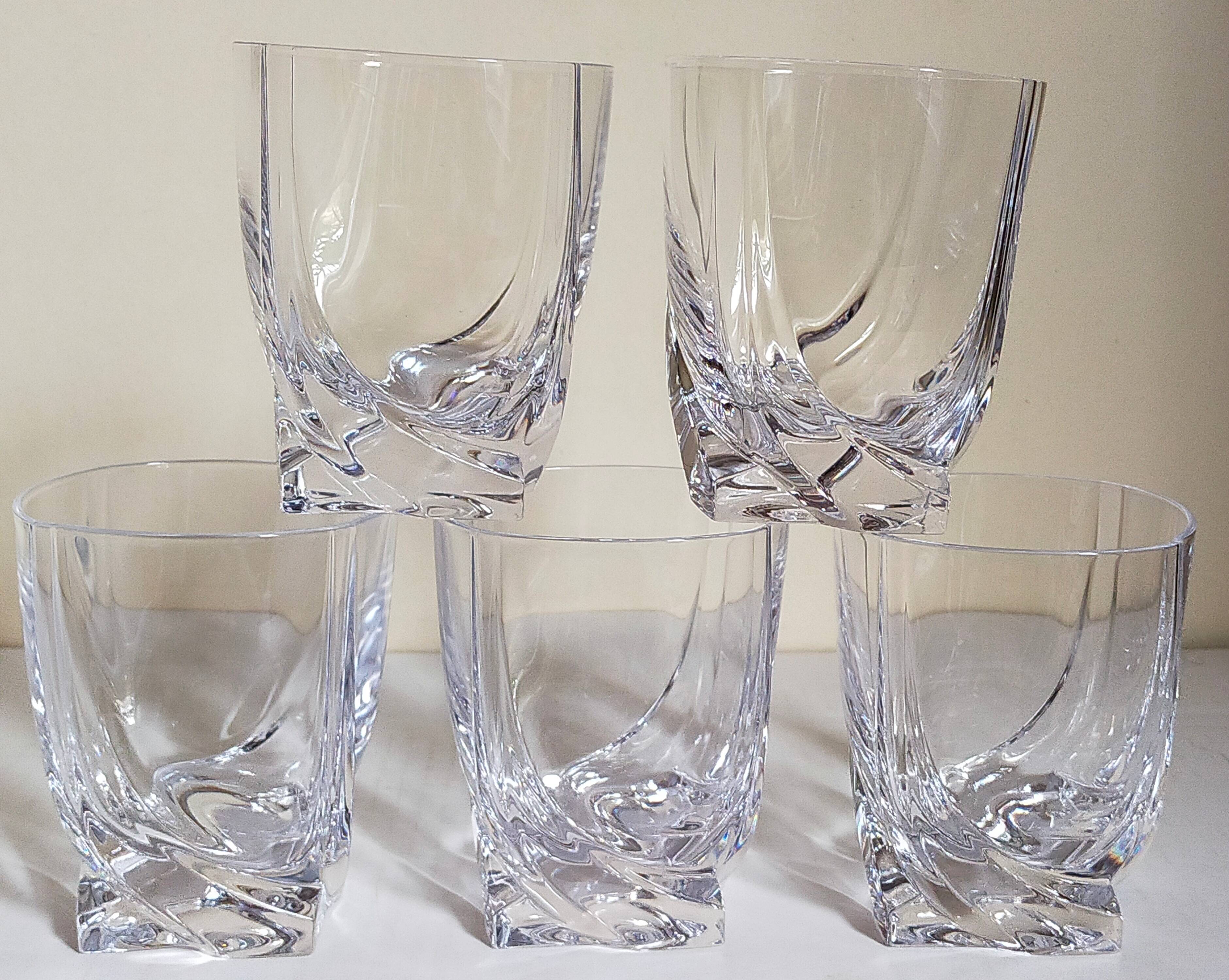Five vintage crystal whiskey glasses