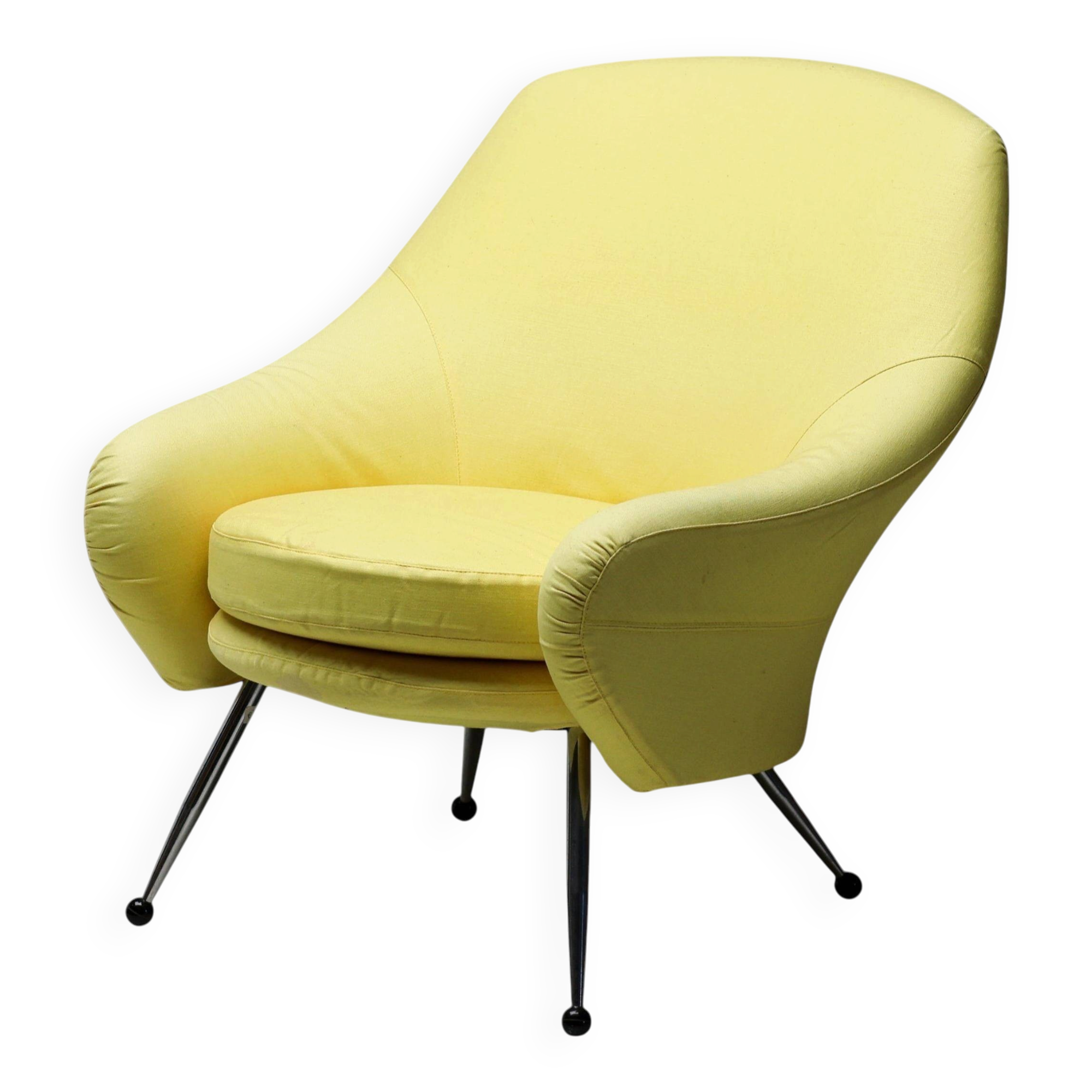 Chair Marco Zanuso Martingala - Bright yellow cotton fabric