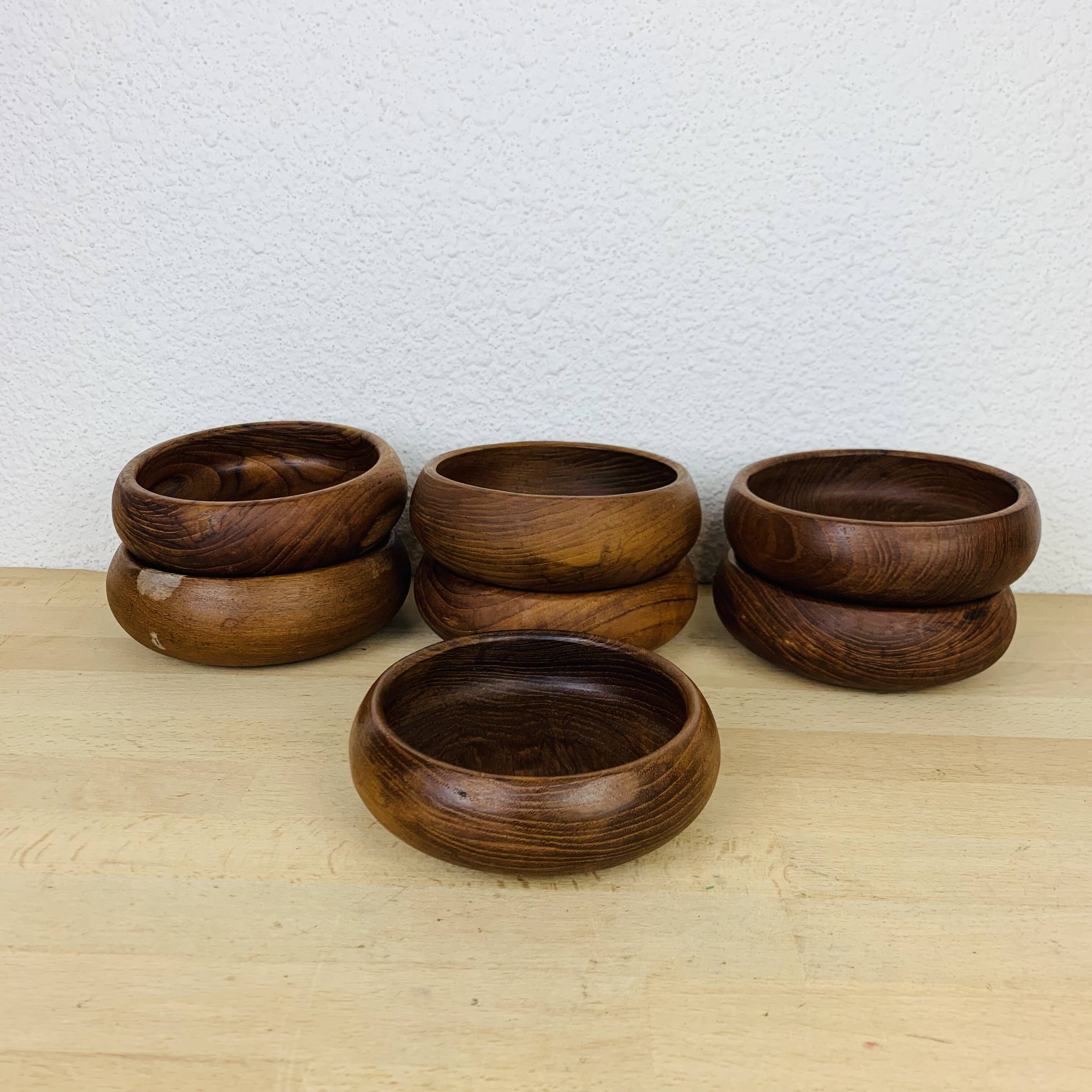 7 Scandinavian Danish teak bowls from the 60s