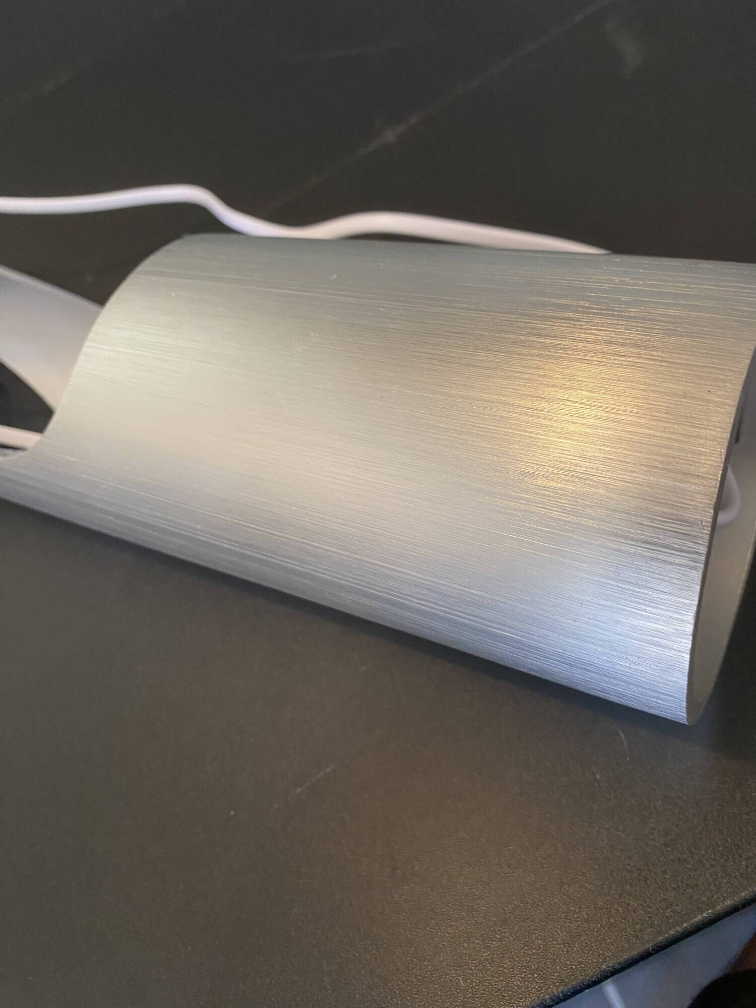 Sculptural flame lamp brushed aluminium Space Age Vintage 1970