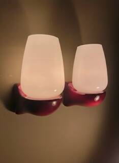 Pair of vintage Italian Greggio Space Age wall lights 60/70 opalines Made