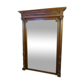 Old very large mirror Henri 2 wooden frame with columns beveled glass