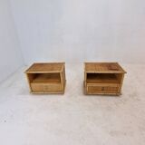 Bamboo and Rattan Pair of Bedside Tables Nightstands by Dal Vera, Italy 1970s