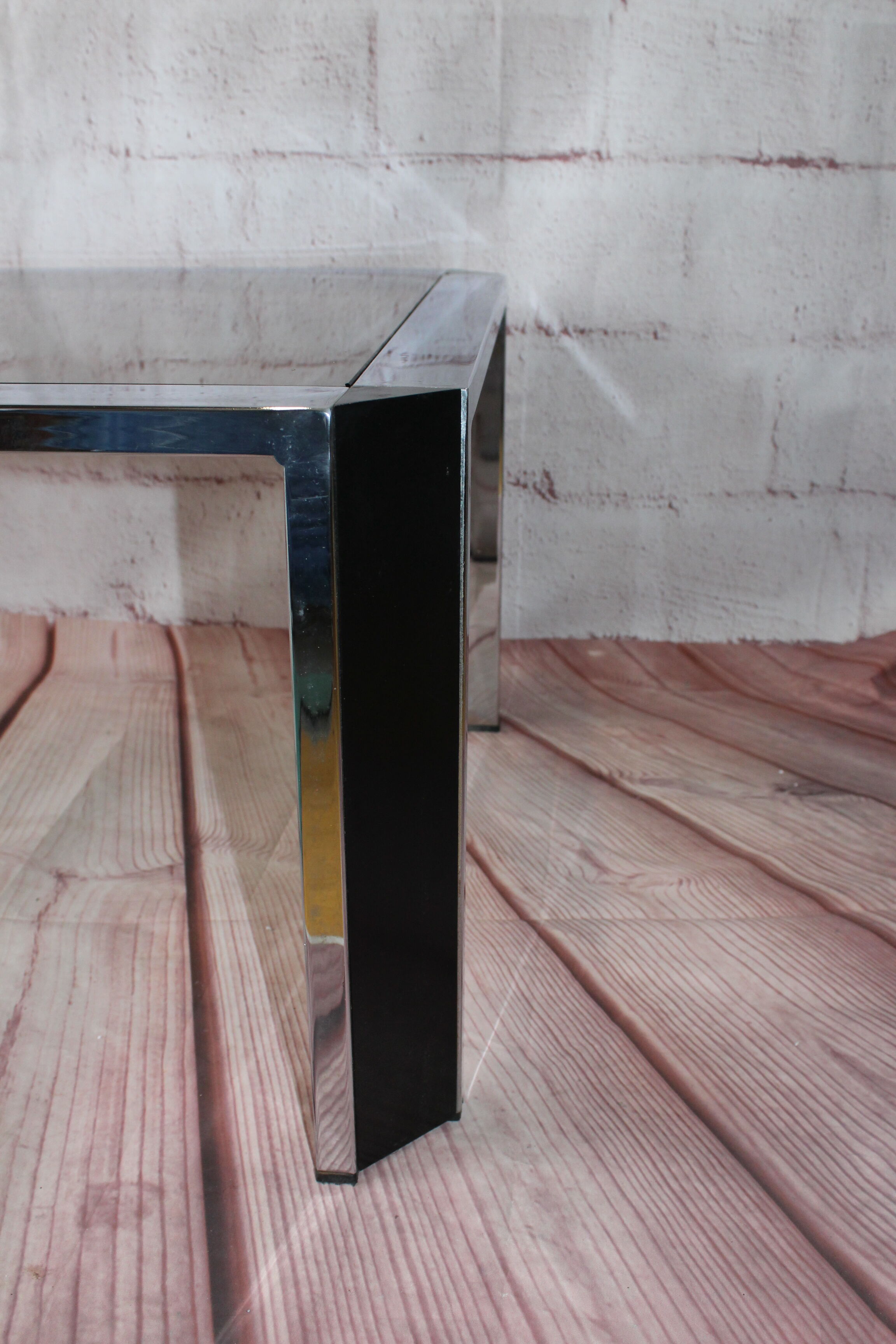 OLD VINTAGE CHROME COFFEE TABLE
