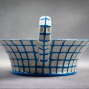 Longwy enamel bowl with handles – Art Deco floral decoration, 1930s