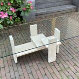 Coffee table by Willy Ballez in travertine