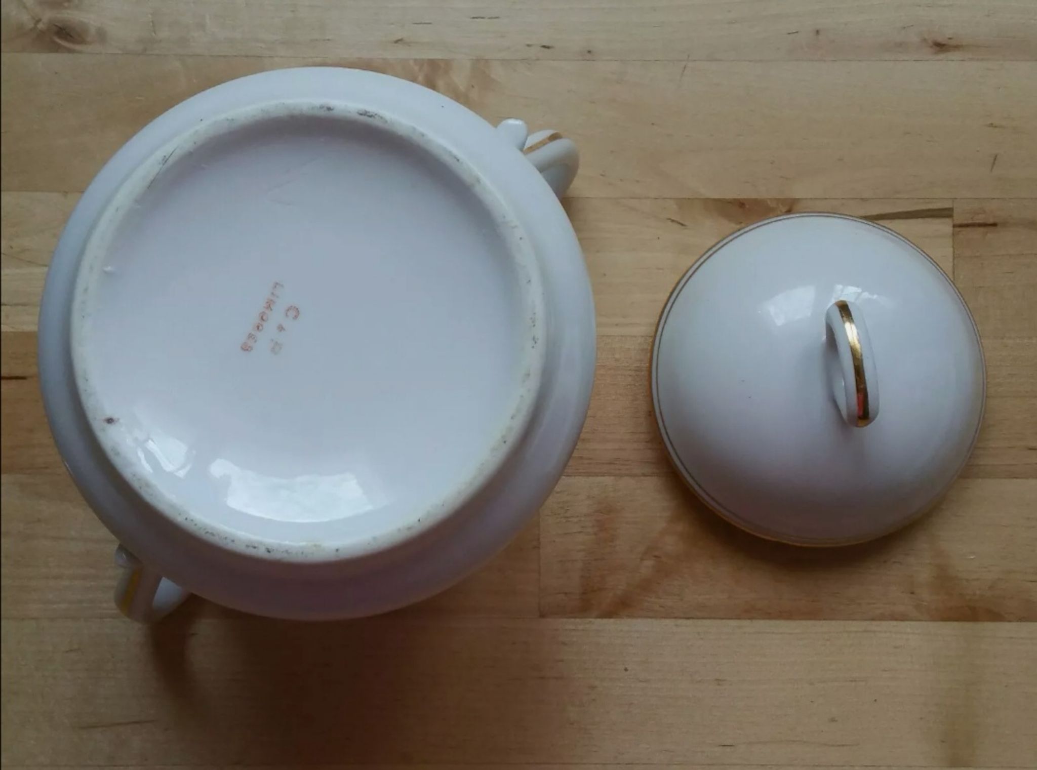 Sucrier vintage porcelaine de Limoges liseré or