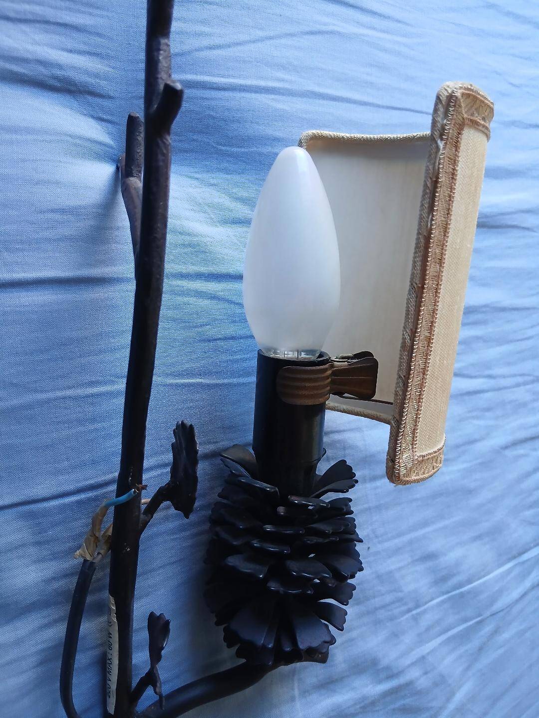 2 wall sconces pine cone branch lamps