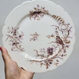 6 Superbes Assiettes Anciennes XIXème En Porcelaine Blanche Décor Oiseaux
